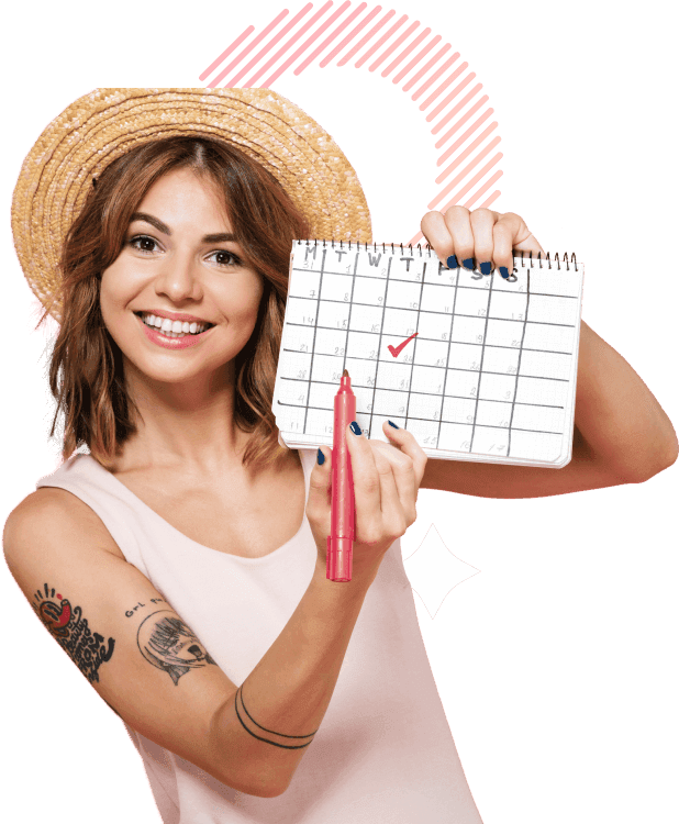 femme avec calendrier